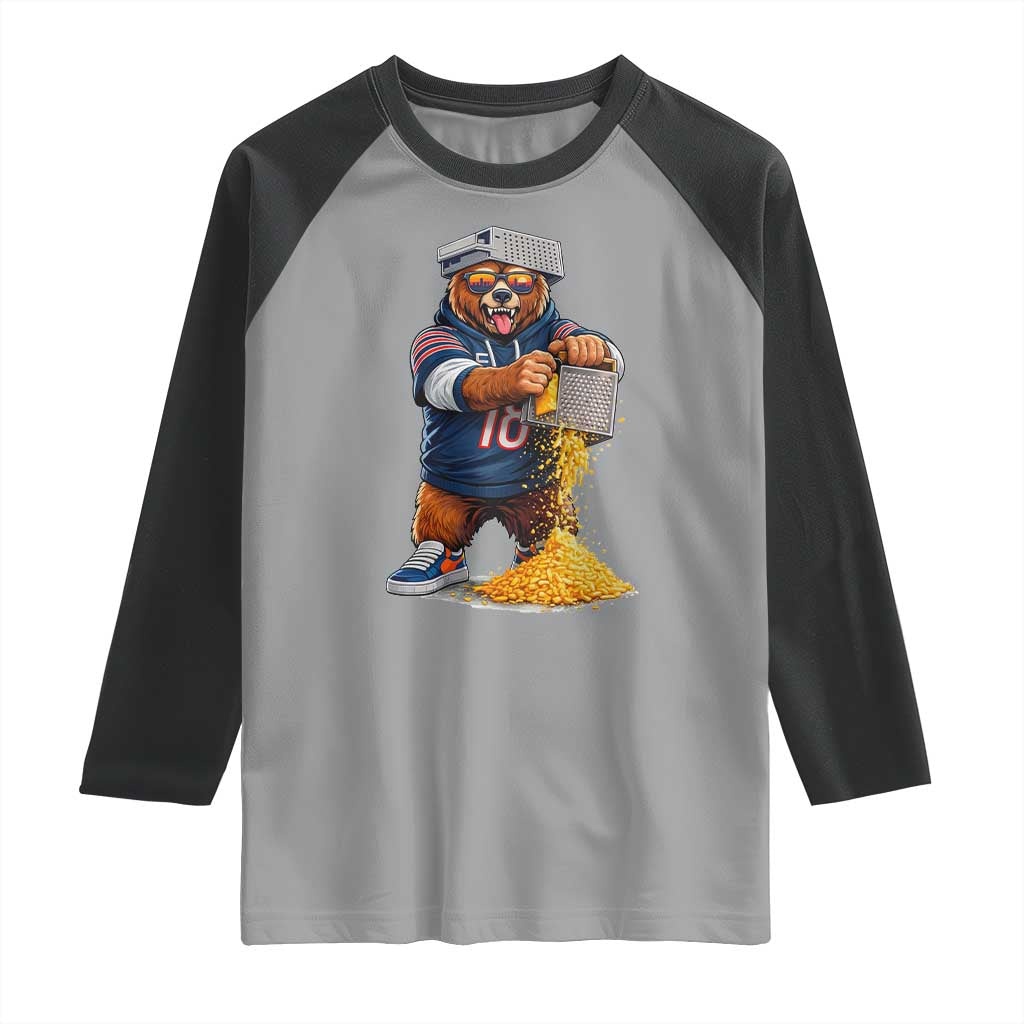 Savage Bear Grating Cheese Graphic Raglan Shirt Funny Rivalry Football Fans TS02 Sport Gray Black Print Your Wear