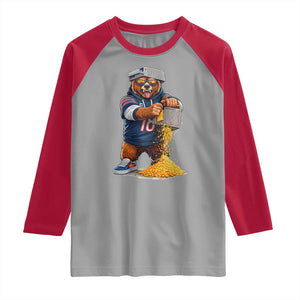 Savage Bear Grating Cheese Graphic Raglan Shirt Funny Rivalry Football Fans TS02 Sport Gray Red Print Your Wear