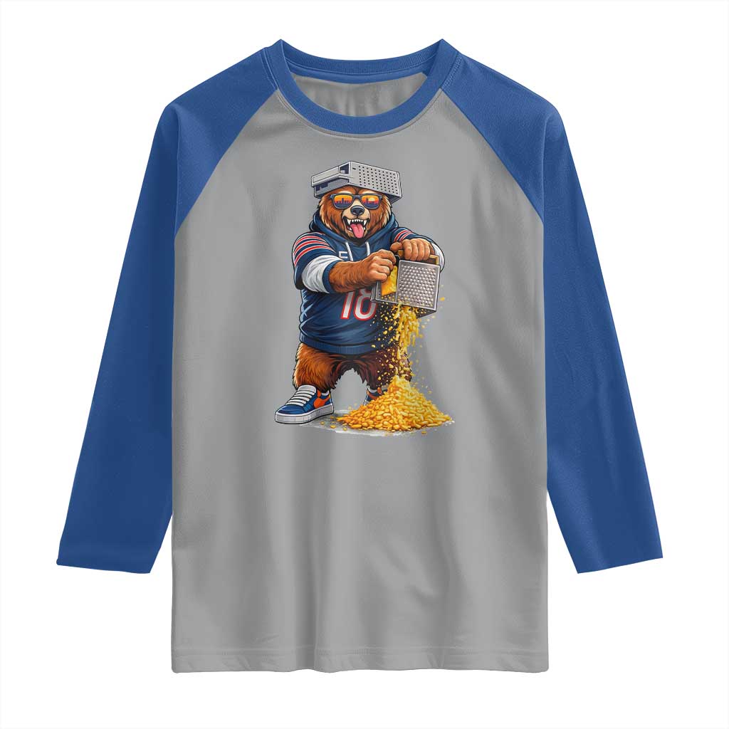 Savage Bear Grating Cheese Graphic Raglan Shirt Funny Rivalry Football Fans TS02 Sport Gray Royal Print Your Wear