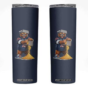 Savage Bear Grating Cheese Graphic Skinny Tumbler Funny Rivalry Football Fans TS02 Navy Print Your Wear