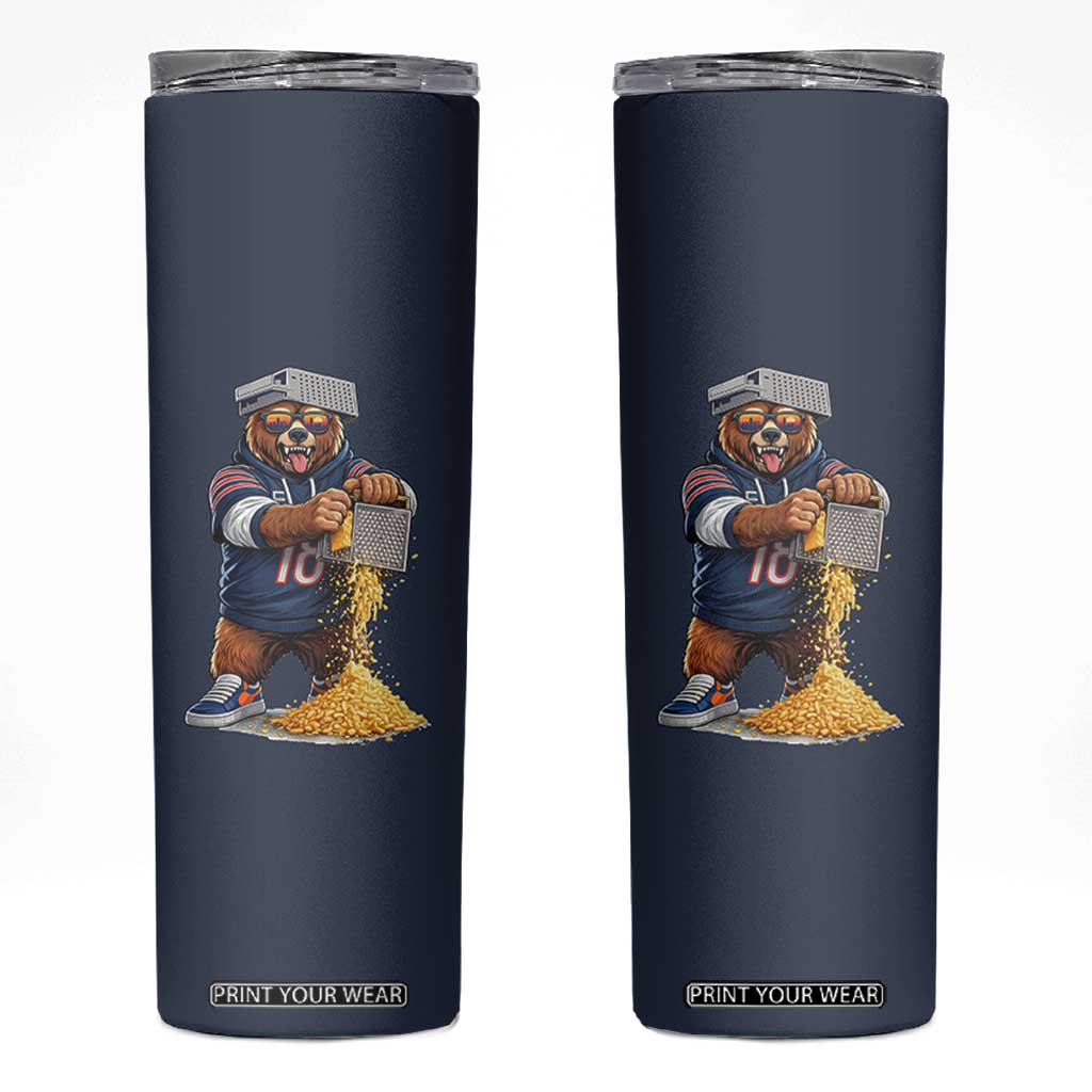 Savage Bear Grating Cheese Graphic Skinny Tumbler Funny Rivalry Football Fans TS02 Navy Print Your Wear