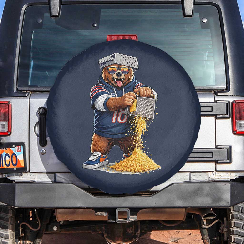Savage Bear Grating Cheese Graphic Spare Tire Cover Funny Rivalry Football Fans TS02 No hole Navy Print Your Wear