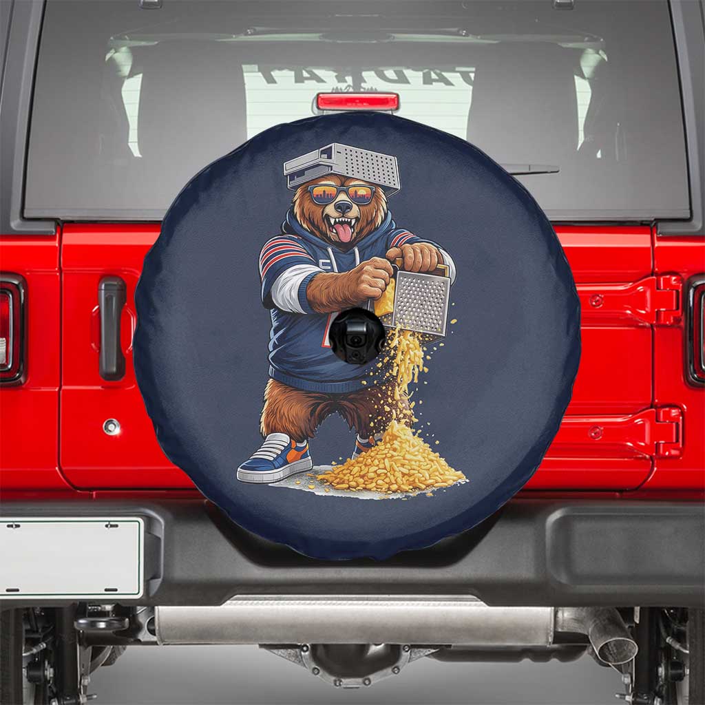 Savage Bear Grating Cheese Graphic Spare Tire Cover Funny Rivalry Football Fans TS02 Navy Print Your Wear