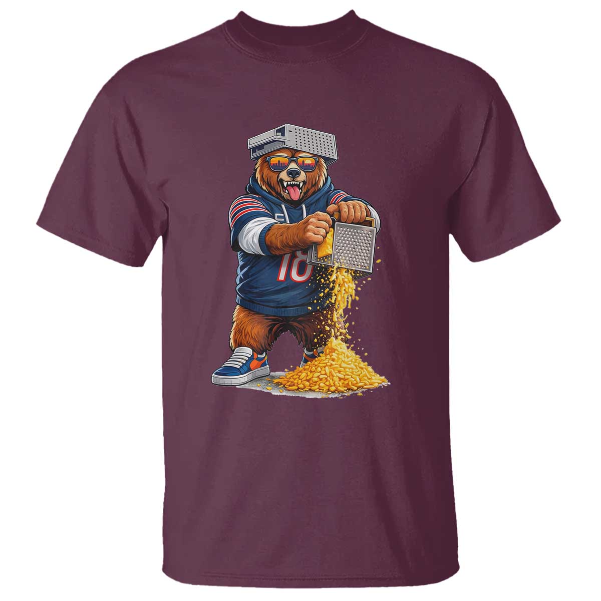 Savage Bear Grating Cheese Graphic T Shirt Funny Rivalry Football Fans TS02 Maroon Print Your Wear