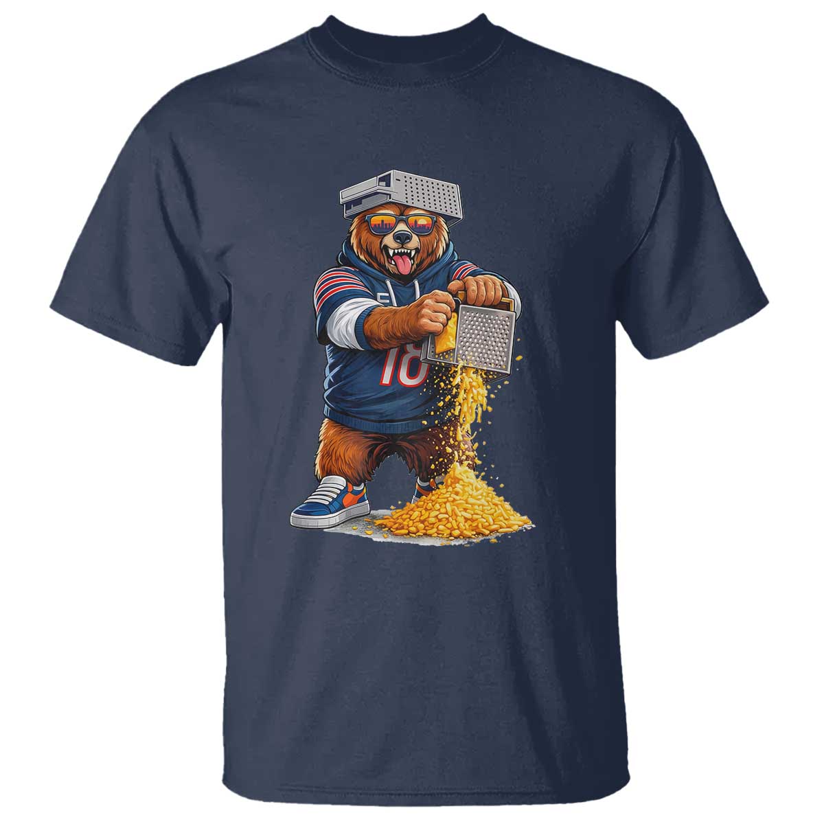 Savage Bear Grating Cheese Graphic T Shirt Funny Rivalry Football Fans TS02 Navy Print Your Wear