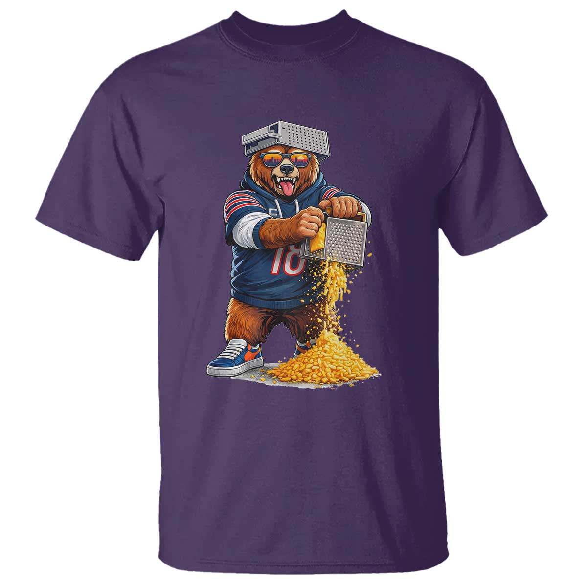 Savage Bear Grating Cheese Graphic T Shirt Funny Rivalry Football Fans TS02 Purple Print Your Wear