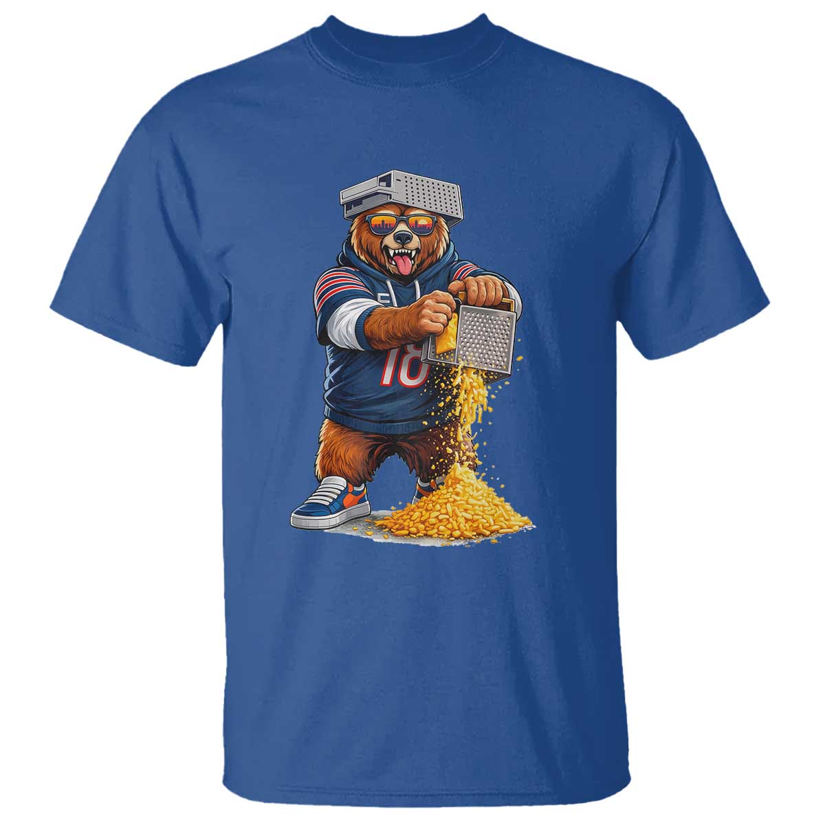 Savage Bear Grating Cheese Graphic T Shirt Funny Rivalry Football Fans TS02 Royal Blue Print Your Wear