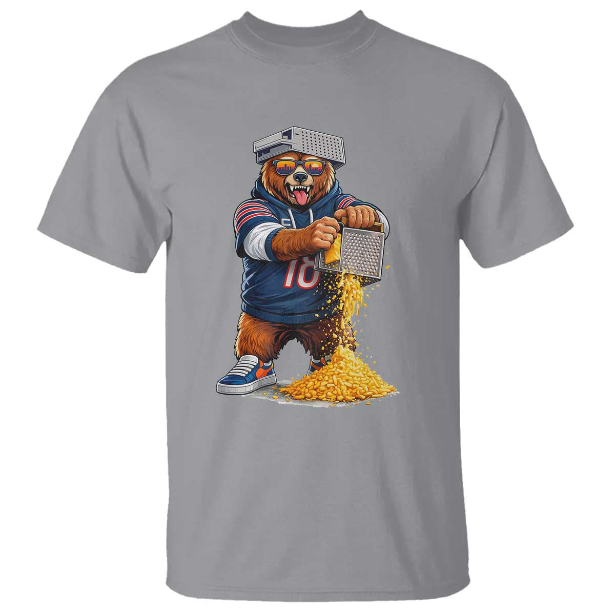 Savage Bear Grating Cheese Graphic T Shirt Funny Rivalry Football Fans TS02 Sport Gray Print Your Wear
