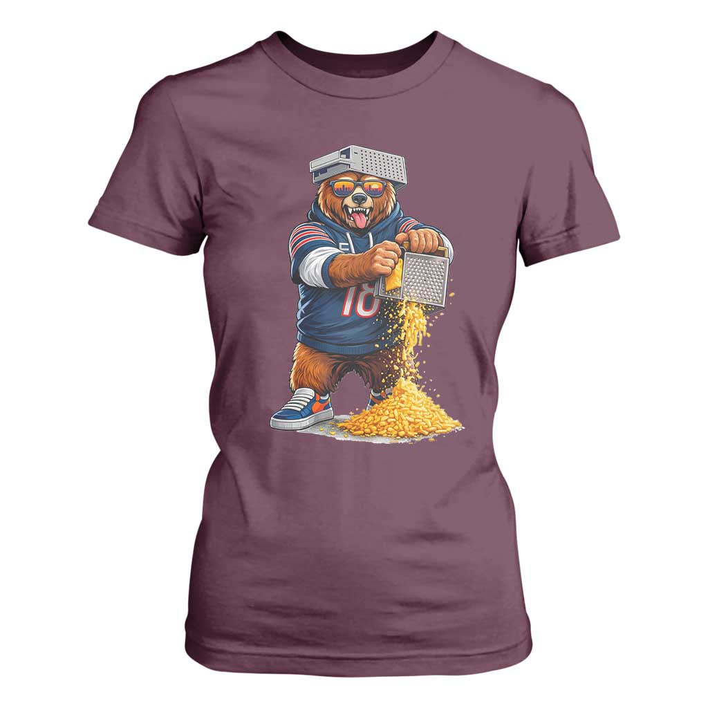 Savage Bear Grating Cheese Graphic T Shirt For Women Funny Rivalry Football Fans TS02 Maroon Print Your Wear