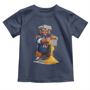 Savage Bear Grating Cheese Graphic Toddler T Shirt Funny Rivalry Football Fans TS02 Navy Print Your Wear