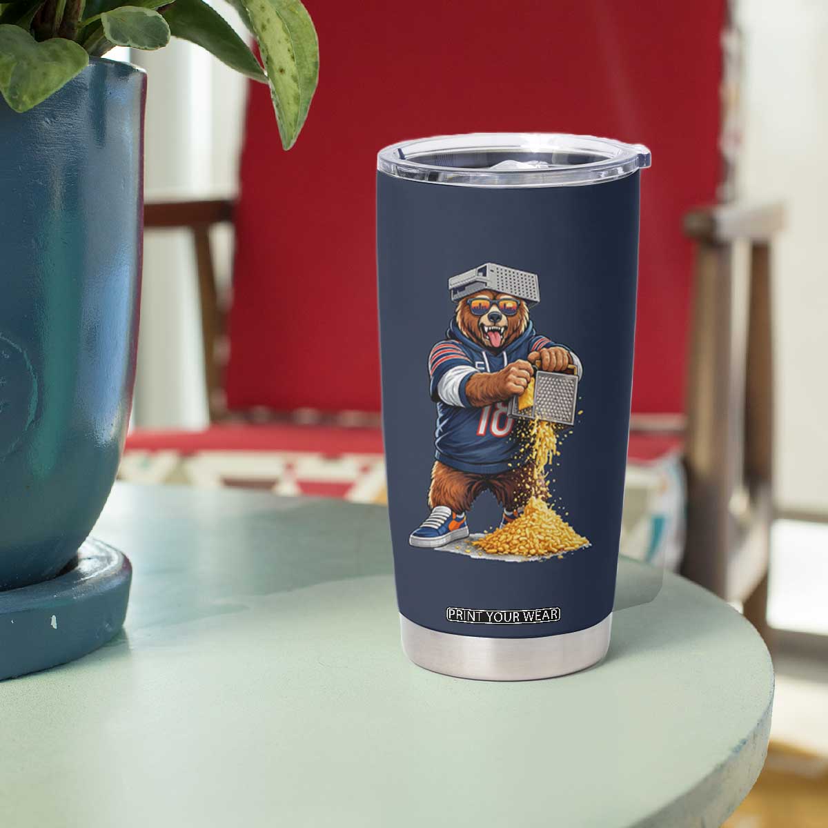 Savage Bear Grating Cheese Graphic Tumbler Cup Funny Rivalry Football Fans TS02 Print Your Wear