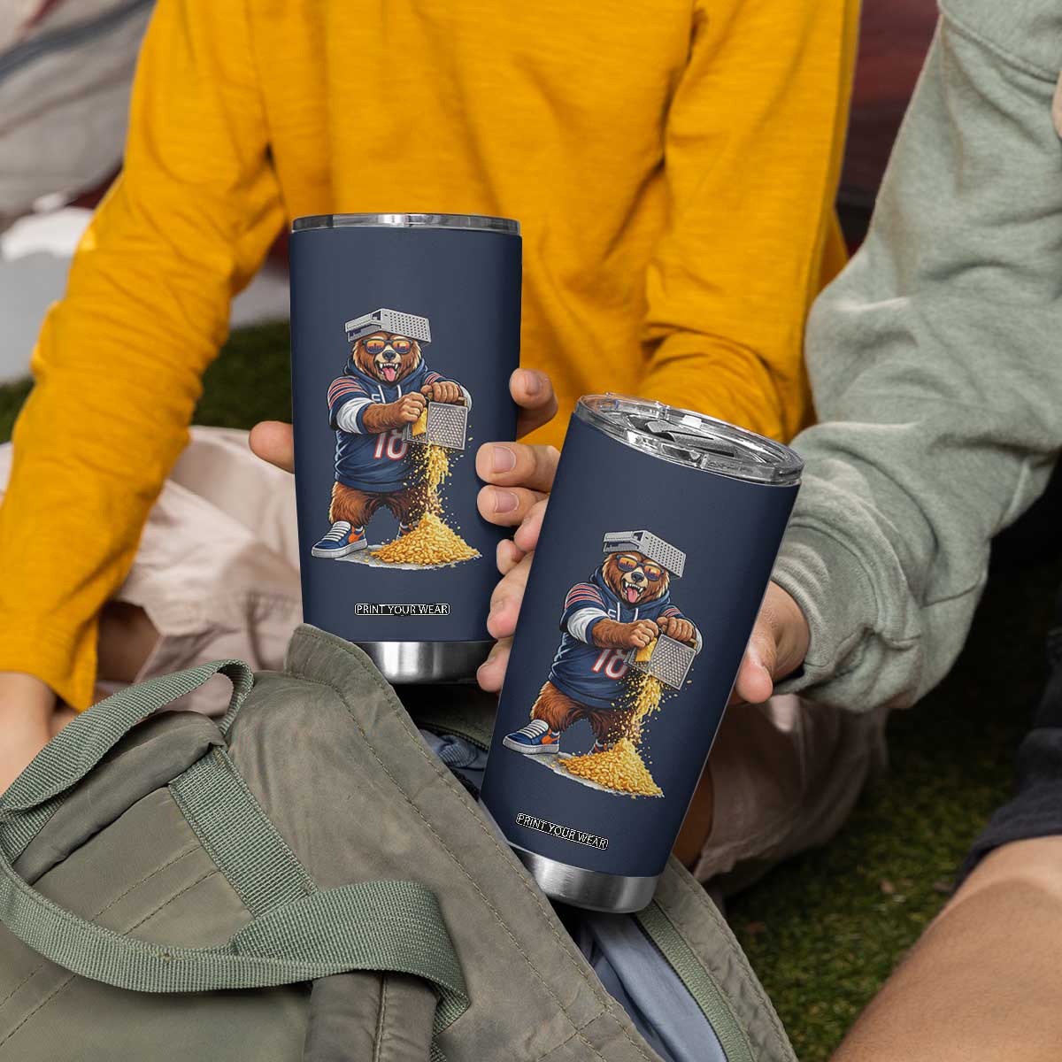 Savage Bear Grating Cheese Graphic Tumbler Cup Funny Rivalry Football Fans TS02 Print Your Wear