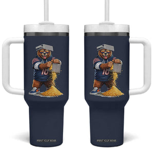 Savage Bear Grating Cheese Graphic Tumbler With Handle Funny Rivalry Football Fans TS02 One Size: 40 oz Navy Print Your Wear