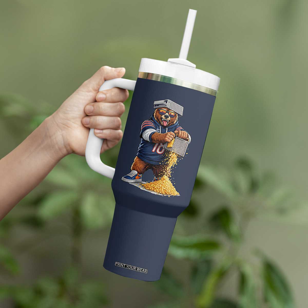 Savage Bear Grating Cheese Graphic Tumbler With Handle Funny Rivalry Football Fans TS02 Print Your Wear