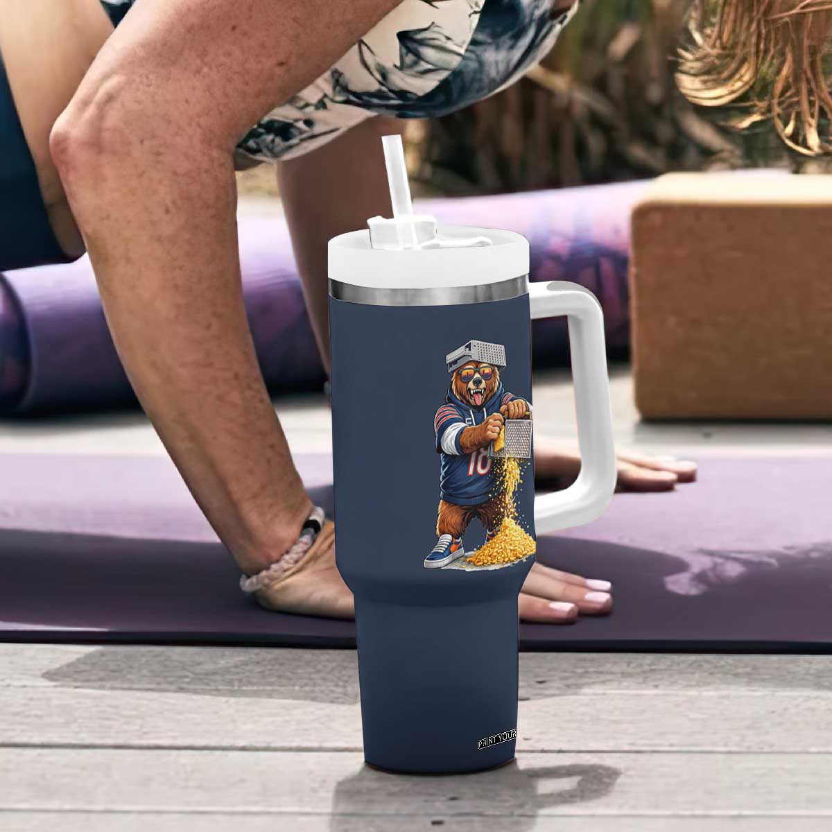 Savage Bear Grating Cheese Graphic Tumbler With Handle Funny Rivalry Football Fans TS02 Print Your Wear