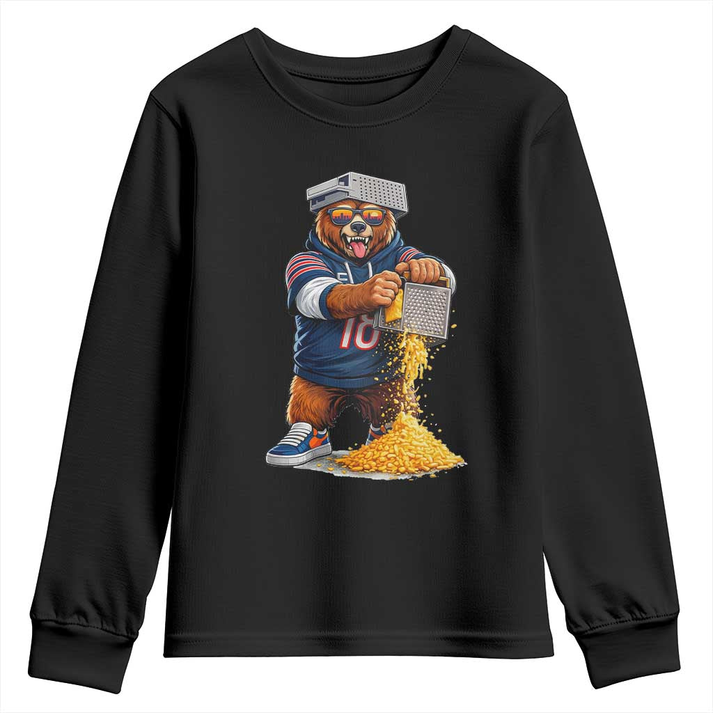 Savage Bear Grating Cheese Graphic Youth Sweatshirt Funny Rivalry Football Fans TS02 Black Print Your Wear