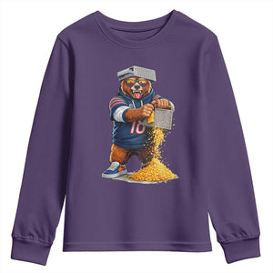 Savage Bear Grating Cheese Graphic Youth Sweatshirt Funny Rivalry Football Fans TS02 Purple Print Your Wear