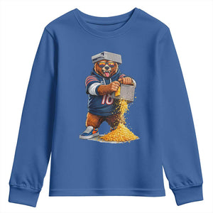 Savage Bear Grating Cheese Graphic Youth Sweatshirt Funny Rivalry Football Fans TS02 Royal Blue Print Your Wear