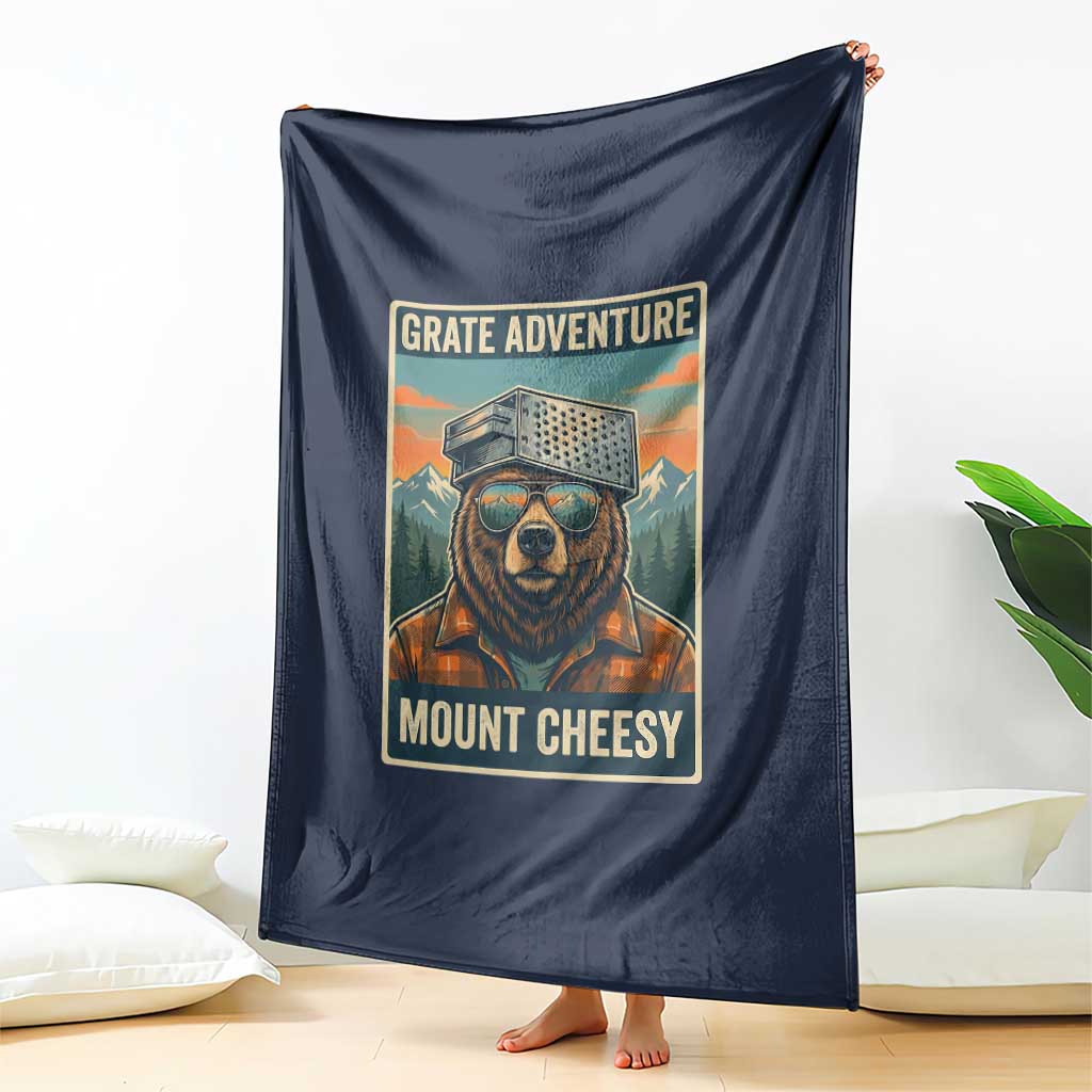 Grate Adventure at Mount Cheesy Vintage Hiking Bear Throw Blanket Cheese Grate Pun Parody for Foorball Fans TS02 Print Your Wear