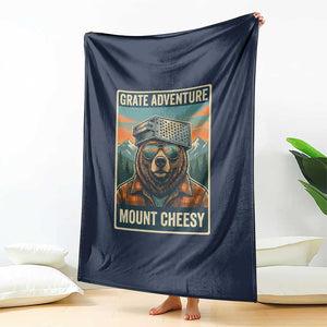 Grate Adventure at Mount Cheesy Vintage Hiking Bear Throw Blanket Cheese Grate Pun Parody for Foorball Fans TS02 Print Your Wear