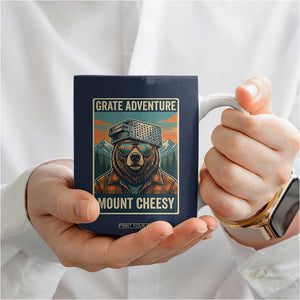 Grate Adventure at Mount Cheesy Vintage Hiking Bear Coffee Mug Cheese Grate Pun Parody for Foorball Fans TS02 Print Your Wear