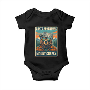 Grate Adventure at Mount Cheesy Vintage Hiking Bear Baby Onesie Cheese Grate Pun Parody for Foorball Fans TS02 Black Print Your Wear