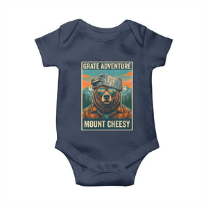 Grate Adventure at Mount Cheesy Vintage Hiking Bear Baby Onesie Cheese Grate Pun Parody for Foorball Fans TS02 Navy Print Your Wear