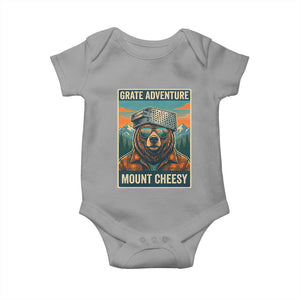 Grate Adventure at Mount Cheesy Vintage Hiking Bear Baby Onesie Cheese Grate Pun Parody for Foorball Fans TS02 Sport Gray Print Your Wear