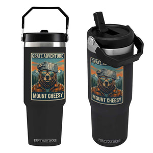 Grate Adventure at Mount Cheesy Vintage Hiking Bear Flip Straw Tumbler Cheese Grate Pun Parody for Foorball Fans TS02 One Size: 30 oz Black Print Your Wear