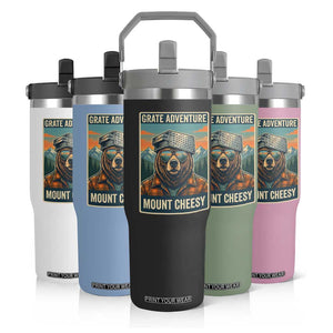 Grate Adventure at Mount Cheesy Vintage Hiking Bear Flip Straw Tumbler Cheese Grate Pun Parody for Foorball Fans TS02 Print Your Wear