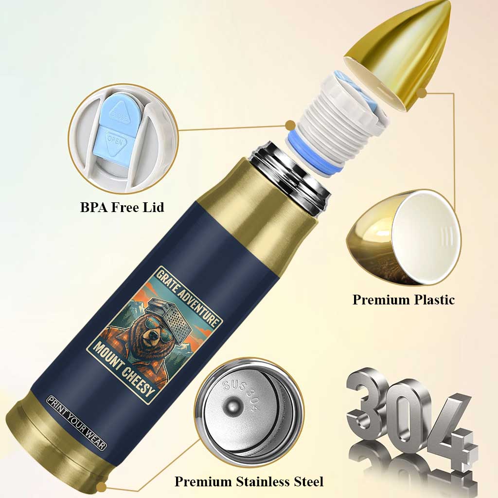 Grate Adventure at Mount Cheesy Vintage Hiking Bear Bullet Tumbler Cheese Grate Pun Parody for Foorball Fans TS02 Print Your Wear