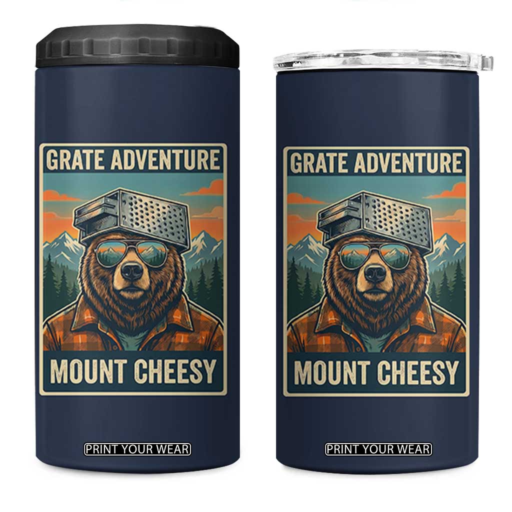 Grate Adventure at Mount Cheesy Vintage Hiking Bear 4 in 1 Can Cooler Tumbler Cheese Grate Pun Parody for Foorball Fans TS02 One Size: 16 oz Navy Print Your Wear