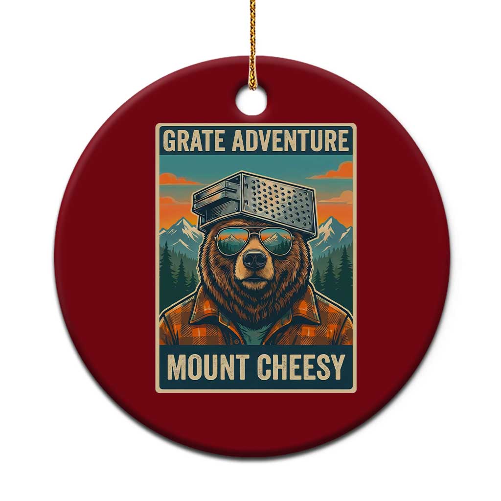 Grate Adventure at Mount Cheesy Vintage Hiking Bear Ceramic Ornament Cheese Grate Pun Parody for Foorball Fans TS02 1pc Red Print Your Wear