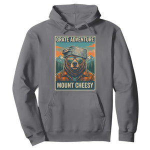 Grate Adventure at Mount Cheesy Vintage Hiking Bear Hoodie Cheese Grate Pun Parody for Foorball Fans TS02 Charcoal Print Your Wear