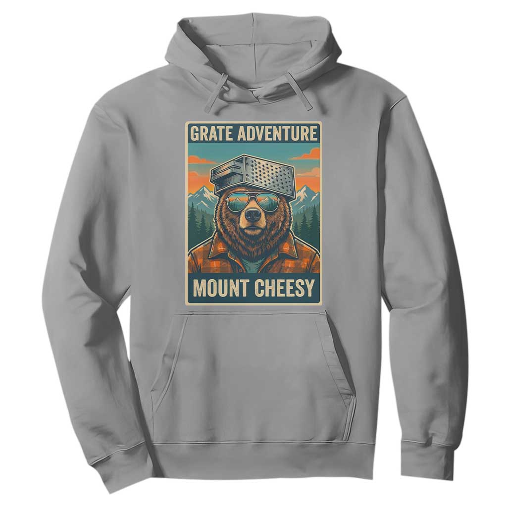 Grate Adventure at Mount Cheesy Vintage Hiking Bear Hoodie Cheese Grate Pun Parody for Foorball Fans TS02 Sport Gray Print Your Wear
