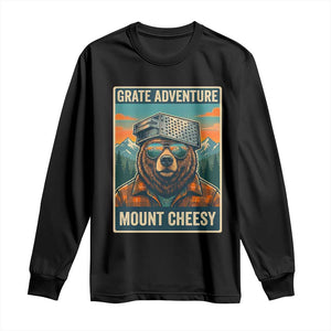 Grate Adventure at Mount Cheesy Vintage Hiking Bear Long Sleeve Shirt Cheese Grate Pun Parody for Foorball Fans TS02 Black Print Your Wear