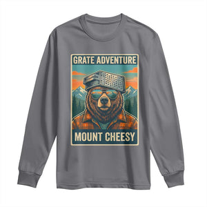 Grate Adventure at Mount Cheesy Vintage Hiking Bear Long Sleeve Shirt Cheese Grate Pun Parody for Foorball Fans TS02 Charcoal Print Your Wear