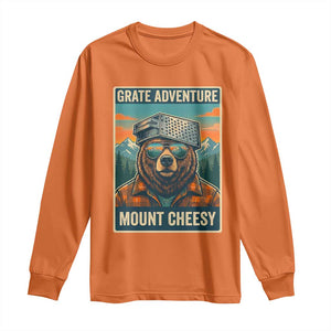 Grate Adventure at Mount Cheesy Vintage Hiking Bear Long Sleeve Shirt Cheese Grate Pun Parody for Foorball Fans TS02 Orange Print Your Wear