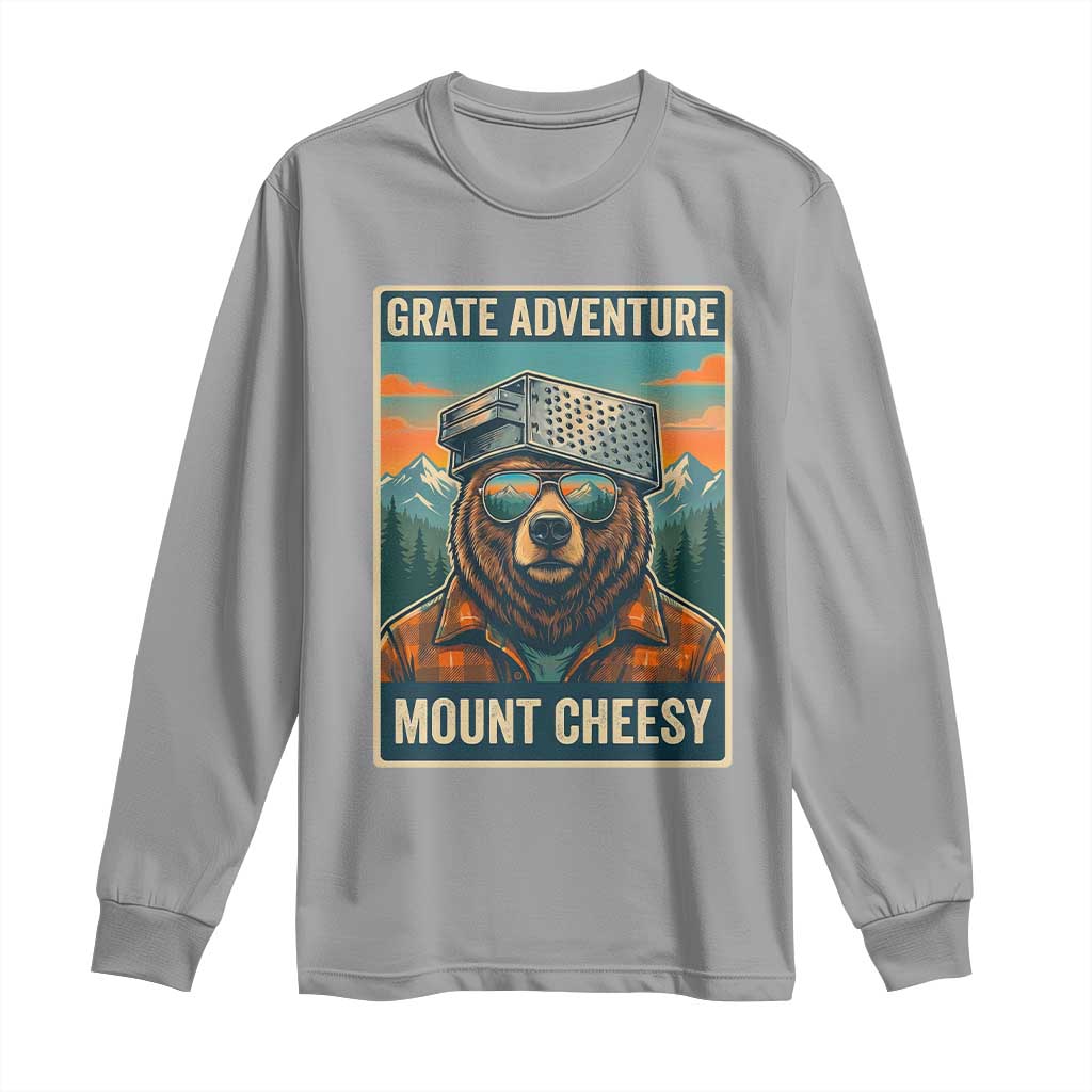 Grate Adventure at Mount Cheesy Vintage Hiking Bear Long Sleeve Shirt Cheese Grate Pun Parody for Foorball Fans TS02 Sport Gray Print Your Wear
