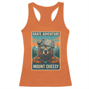 Grate Adventure at Mount Cheesy Vintage Hiking Bear Racerback Tank Top Cheese Grate Pun Parody for Foorball Fans TS02 Orange Print Your Wear