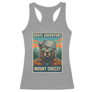 Grate Adventure at Mount Cheesy Vintage Hiking Bear Racerback Tank Top Cheese Grate Pun Parody for Foorball Fans TS02 Sport Gray Print Your Wear