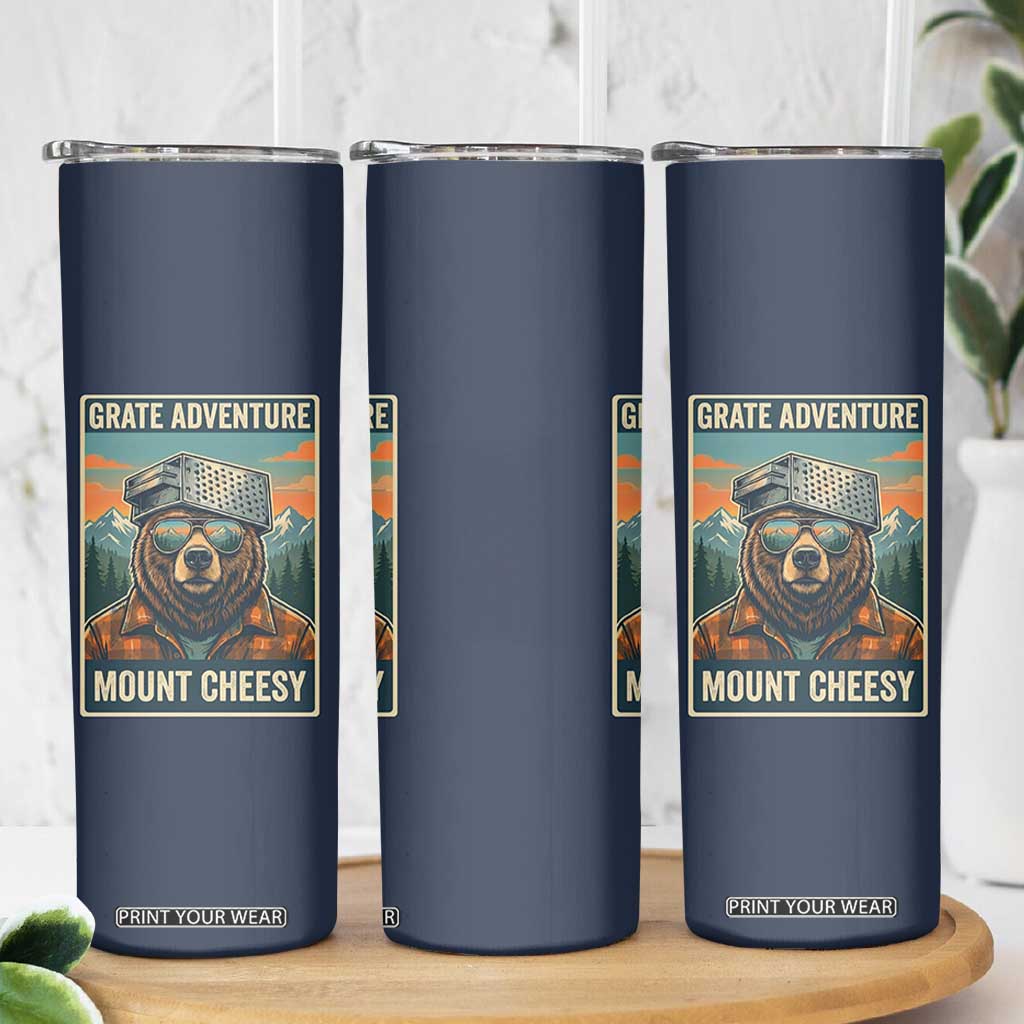 Grate Adventure at Mount Cheesy Vintage Hiking Bear Skinny Tumbler Cheese Grate Pun Parody for Foorball Fans TS02 Print Your Wear