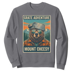 Grate Adventure at Mount Cheesy Vintage Hiking Bear Sweatshirt Cheese Grate Pun Parody for Foorball Fans TS02 Charcoal Print Your Wear