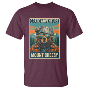 Grate Adventure at Mount Cheesy Vintage Hiking Bear T Shirt Cheese Grate Pun Parody for Foorball Fans TS02 Maroon Print Your Wear
