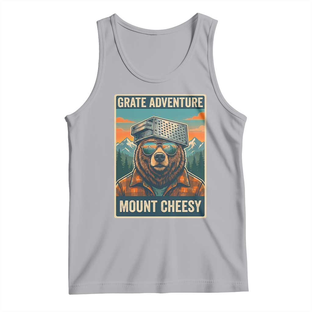 Grate Adventure at Mount Cheesy Vintage Hiking Bear Tank Top Cheese Grate Pun Parody for Foorball Fans TS02 Athletic Heather Print Your Wear
