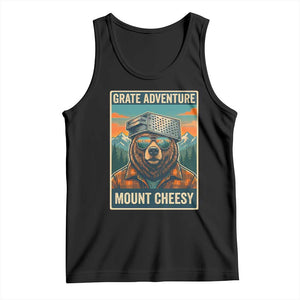 Grate Adventure at Mount Cheesy Vintage Hiking Bear Tank Top Cheese Grate Pun Parody for Foorball Fans TS02 Black Print Your Wear