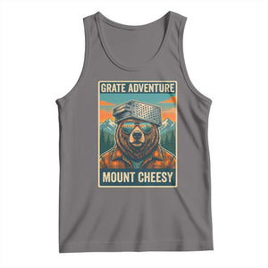 Grate Adventure at Mount Cheesy Vintage Hiking Bear Tank Top Cheese Grate Pun Parody for Foorball Fans TS02 Deep Heather Print Your Wear