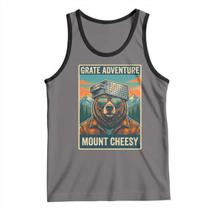 Grate Adventure at Mount Cheesy Vintage Hiking Bear Tank Top Cheese Grate Pun Parody for Foorball Fans TS02 Deep Heather Black Print Your Wear
