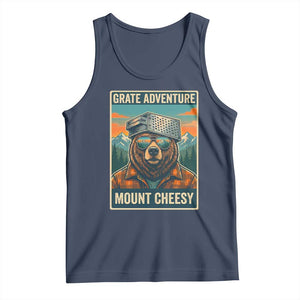 Grate Adventure at Mount Cheesy Vintage Hiking Bear Tank Top Cheese Grate Pun Parody for Foorball Fans TS02 Navy Print Your Wear