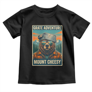 Grate Adventure at Mount Cheesy Vintage Hiking Bear Toddler T Shirt Cheese Grate Pun Parody for Foorball Fans TS02 Black Print Your Wear